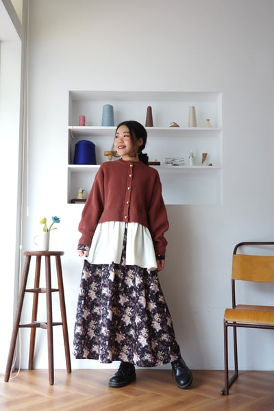 𓏭油畫塗鴉腰線剪裁洋裝12