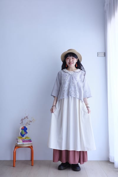 𓏭纏繞花朵刺繡Ｖ領開襟罩衫17