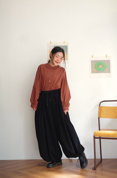 𓏭細摺落地褲管可調大寬褲4