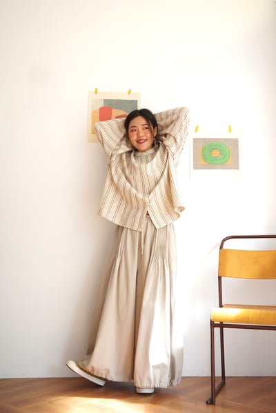 𓏭細摺落地褲管可調大寬褲14