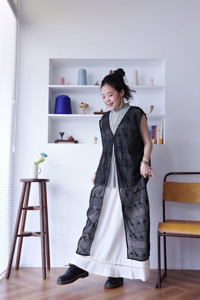 菱格鏤空洞洞長背心9