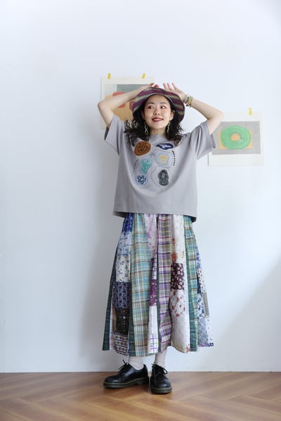 花花格紋拼布半身裙 15