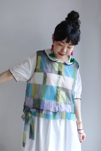 𓏭百褶花邊袖小圓領洋裝19
