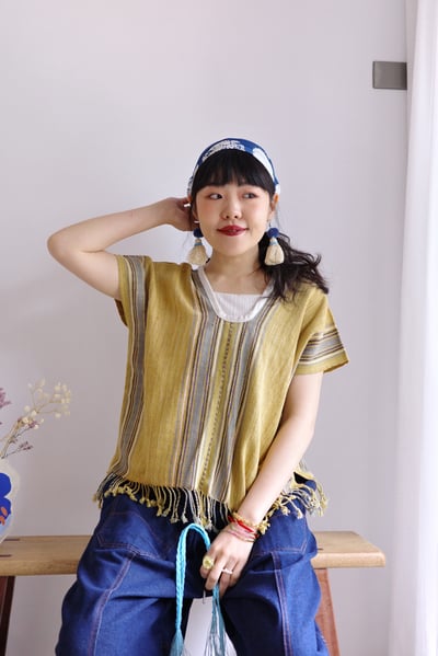 𓏭手織布流蘇Ｕ領四方衣4