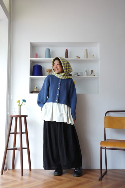 𓏭拼接下擺澎袖針織外罩上衣14