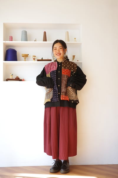 𓏭變形蟲圖騰花布拼接背心5