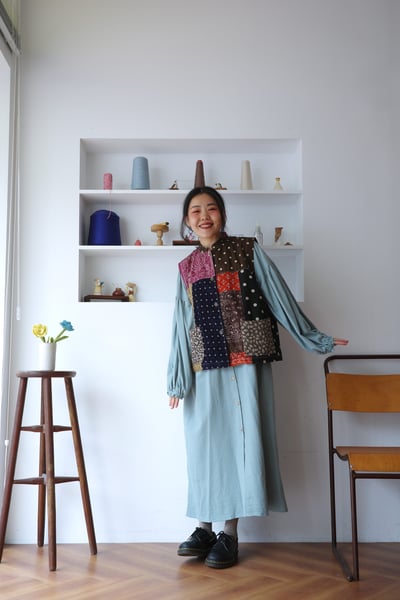 𓏭變形蟲圖騰花布拼接背心14