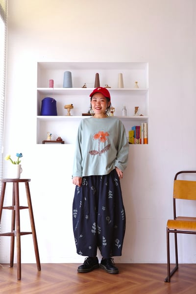 𓏭不對稱口袋拼接花柄氣球褲7