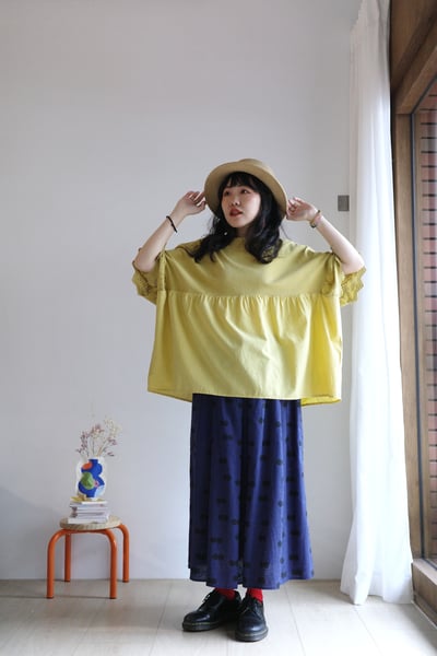 𓏭黏在一起的小波點 印花壓褶半身裙3