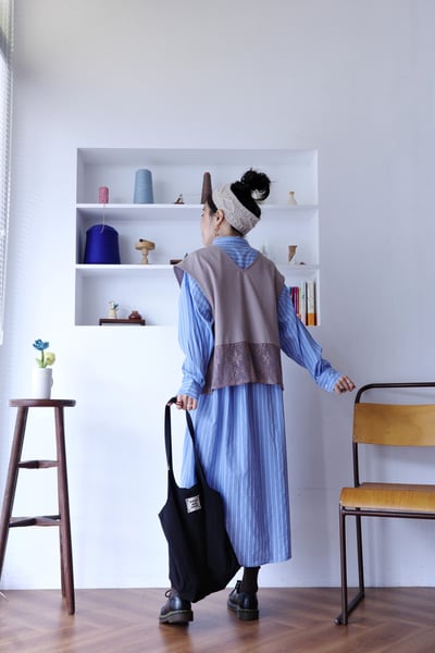 壓摺下擺蕾絲拼接西裝背心16