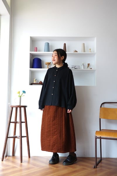 𓏭木耳抽鬚花邊拼接純色襯衫14