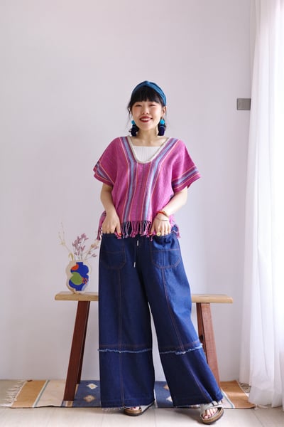 𓏭手織布流蘇Ｕ領四方衣13