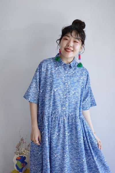 𓏭小領子印花腰線洋裝17