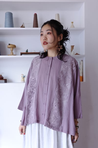 兔子企鵝精緻蕾絲刺繡罩衫上衣8