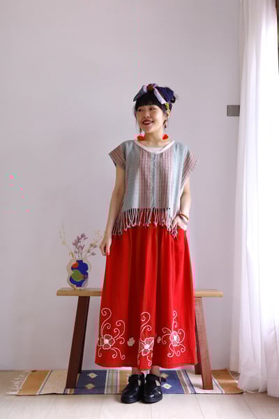 𓏭手工刺繡二重紗半身裙4