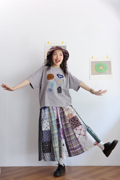 花花格紋拼布半身裙 5