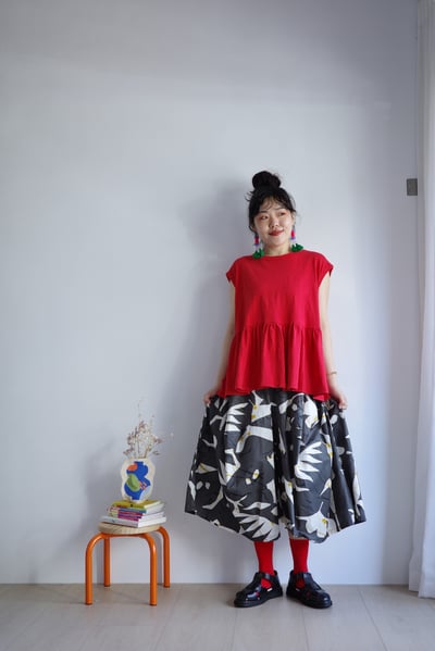 𓏭立體剪裁塗鴉澎澎印花褲6
