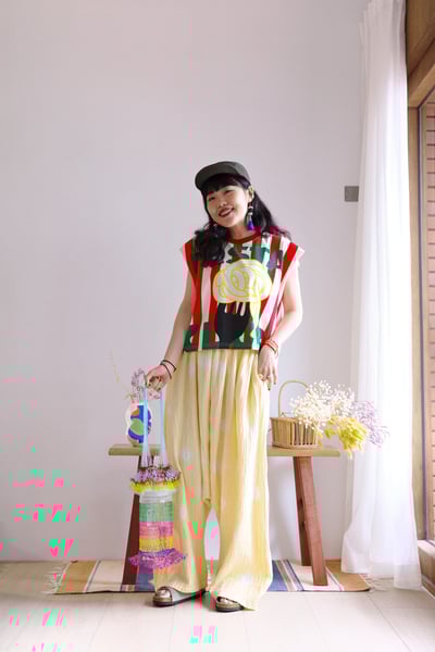 𓏭波點手染二重紗低檔褲3