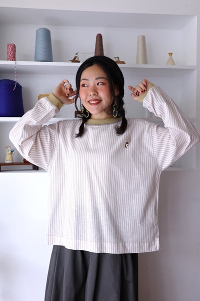 𓏭羅紋拼接小蘑菇別針上衣15