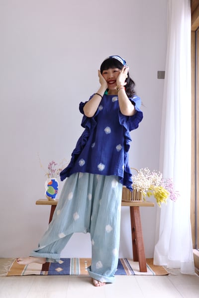 𓏭波點手染二重紗低檔褲6