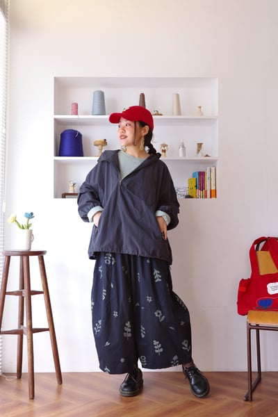 𓏭不對稱口袋拼接花柄氣球褲13