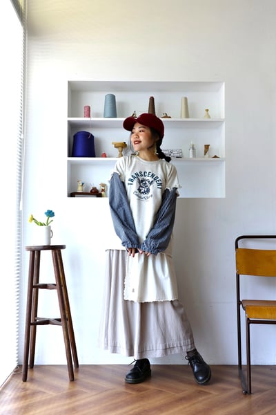 𓏭波浪花邊刺繡小布巾拼接半身裙5