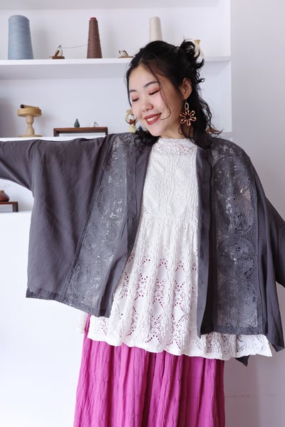 兔子企鵝精緻蕾絲刺繡罩衫上衣13