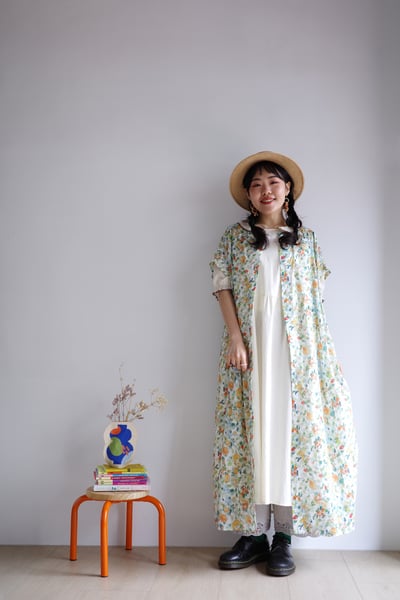 𓏭豐盛花果印花開襟洋裝7