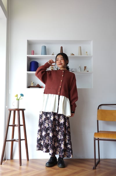 𓏭油畫塗鴉腰線剪裁洋裝8