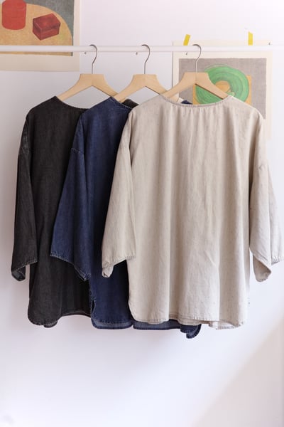 𓏭洗色丹寧七分袖簡約上衣1