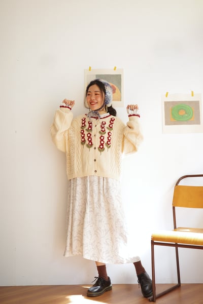 𓏭腰際打褶花草印花洋裝2