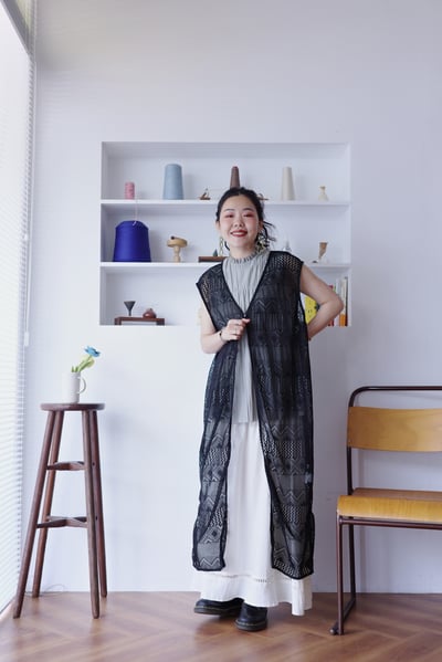 菱格鏤空洞洞長背心17