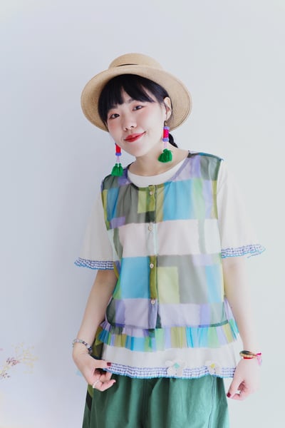 𓏭清晨的稻田 透紗繫帶背心8