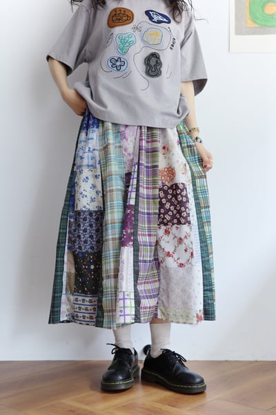 花花格紋拼布半身裙 20