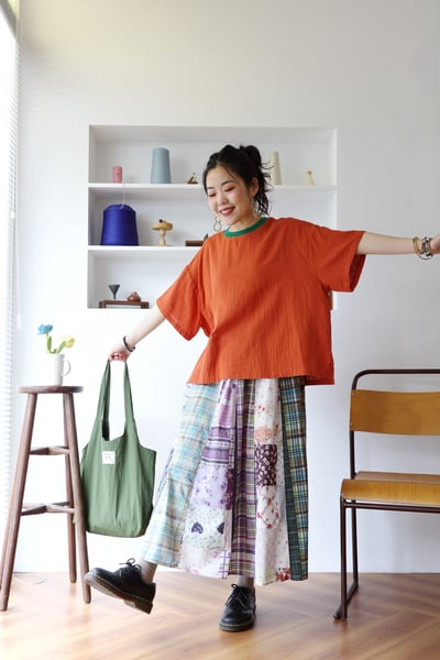 花花格紋拼布半身裙 3