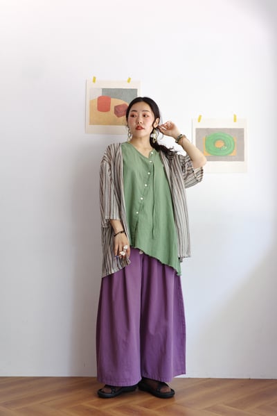 斜扣不對稱下擺抽鬚開襟背心9