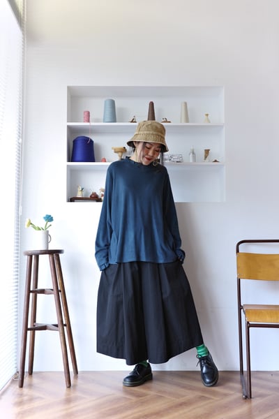 𓏭立體拼接剪裁壓摺寬褲14