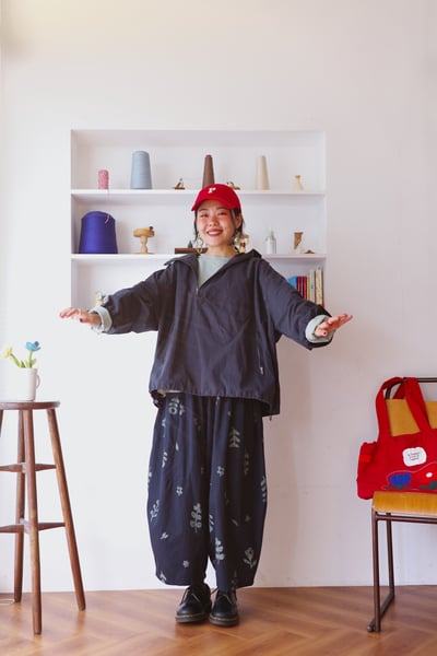 𓏭不對稱口袋拼接花柄氣球褲9