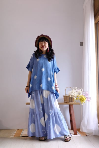 𓏭波點手染層次拼接寬褲2