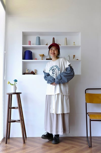 𓏭波浪花邊刺繡小布巾拼接半身裙10