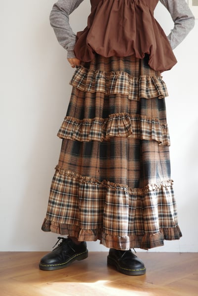 𓏭層次堆疊法蘭絨格紋裙16