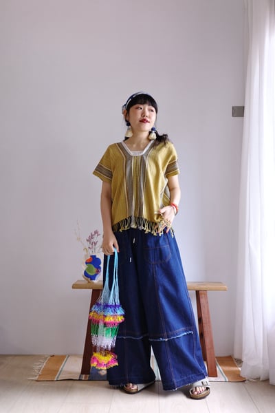 𓏭手織布流蘇Ｕ領四方衣8