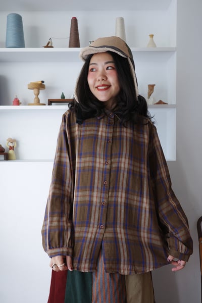 𓏭混色方格二重紗襯衫5