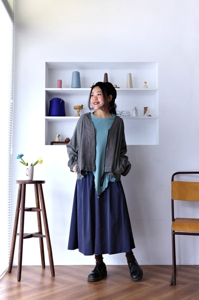 𓏭Ｖ領直紋丹寧短版外套13