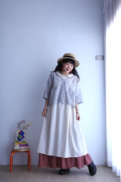𓏭纏繞花朵刺繡Ｖ領開襟罩衫11