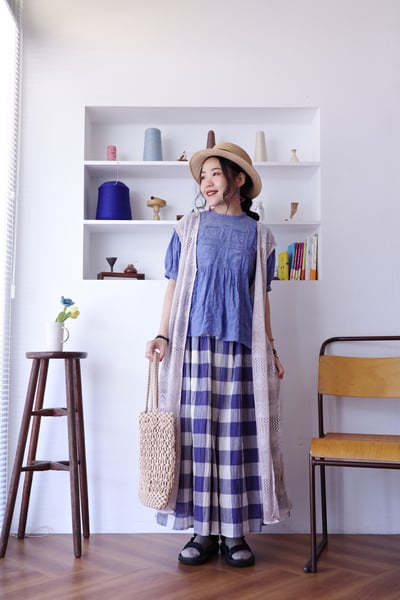 純色簡約泡泡布半身裙10