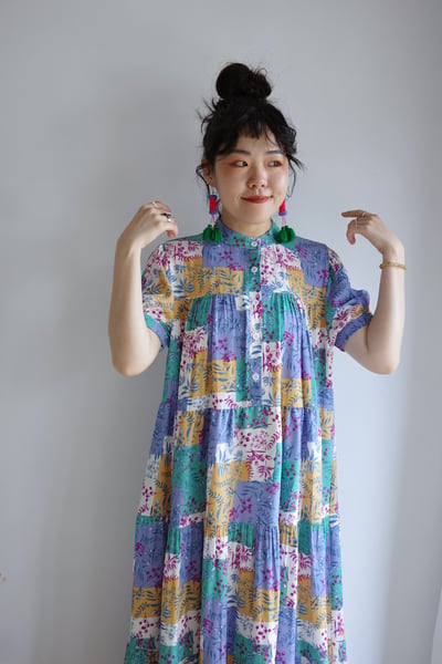 𓏭花柄拼布印花層次洋裝7