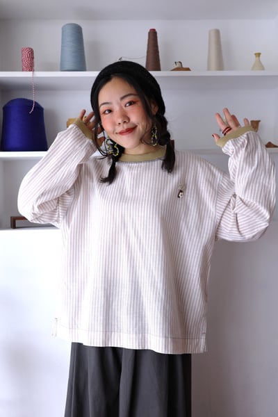 𓏭羅紋拼接小蘑菇別針上衣19