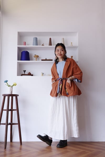 大口袋純色開襟罩衫12