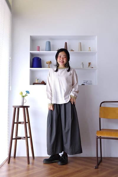 𓏭羅紋拼接小蘑菇別針上衣17